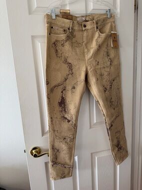 Polo by Ralph Lauren Beige Skinny Jeans with Brown Marble Print